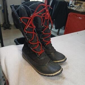 Y2K Sorel Womens Waterproof Boots Size 8 Lace Up Black Snow